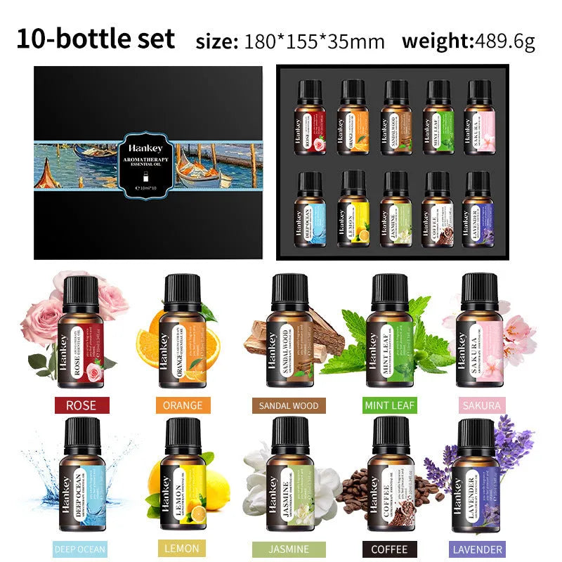 Boxed water-soluble aromatherapy essential oil set showing multiple size options