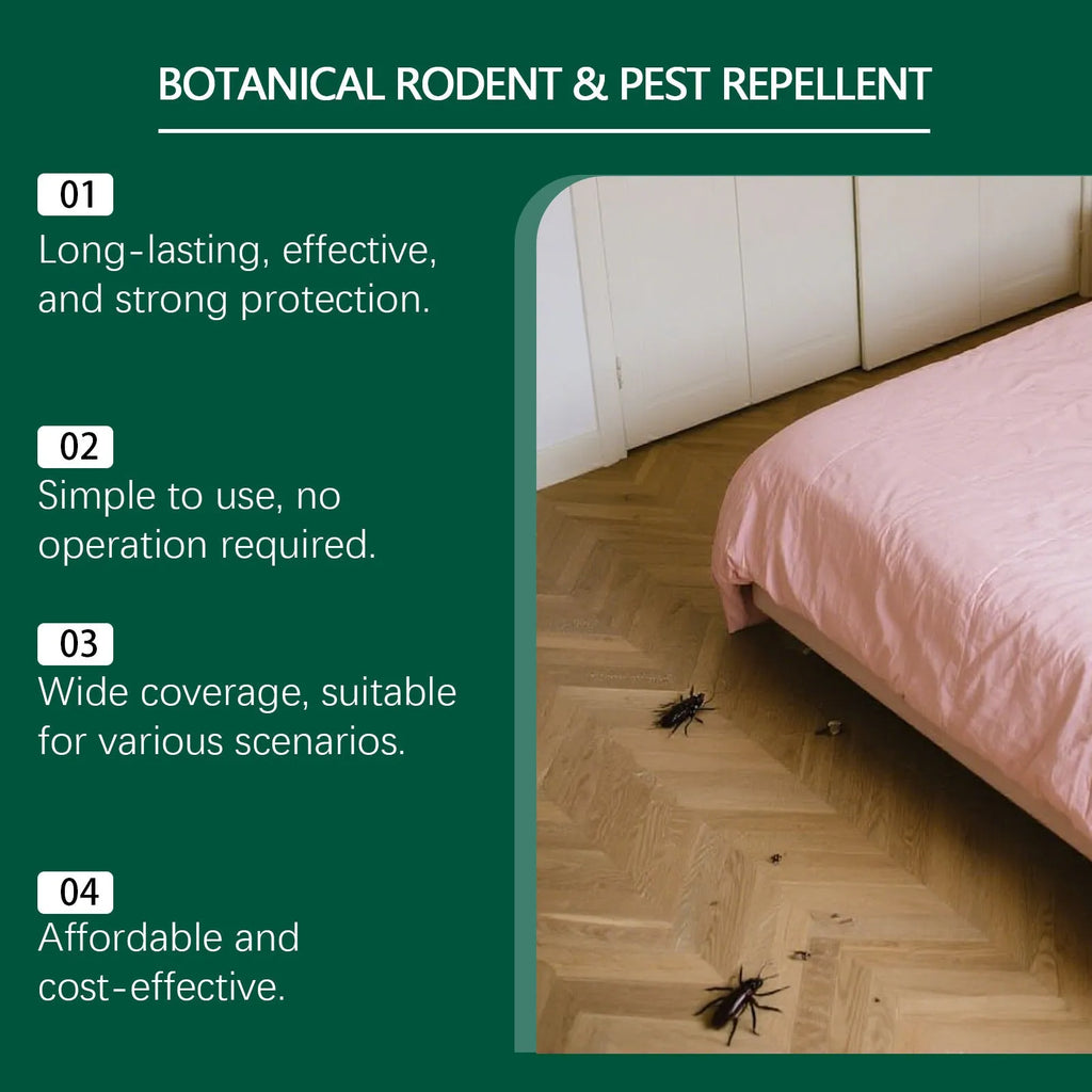 Ten 16g animal repellent pills and three mesh bags for pest control in a box.
