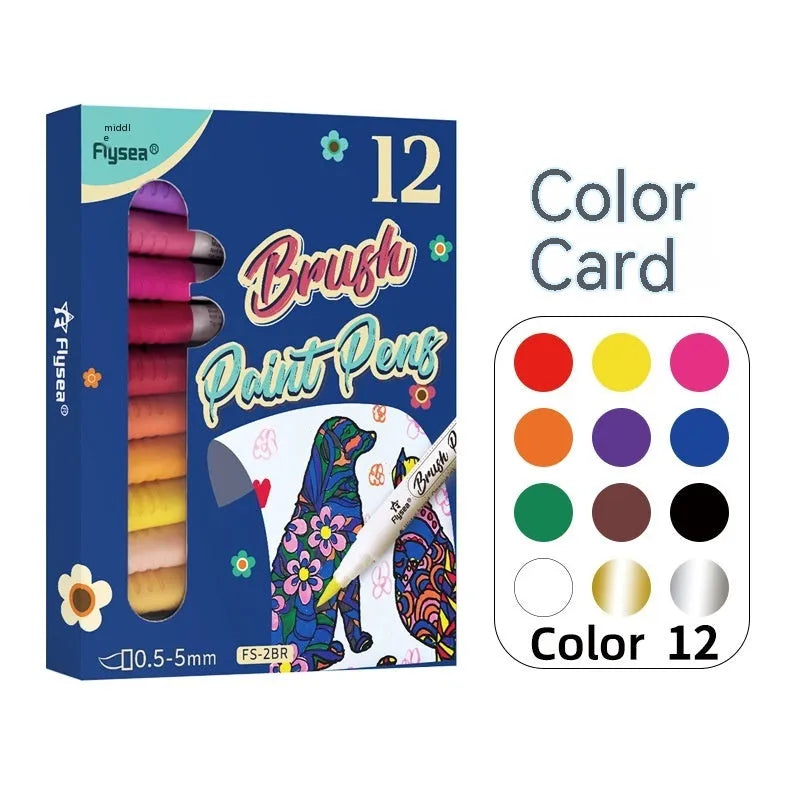Set of soft brush tip gouache pens for hand lettering and craft projects in multiple colour options