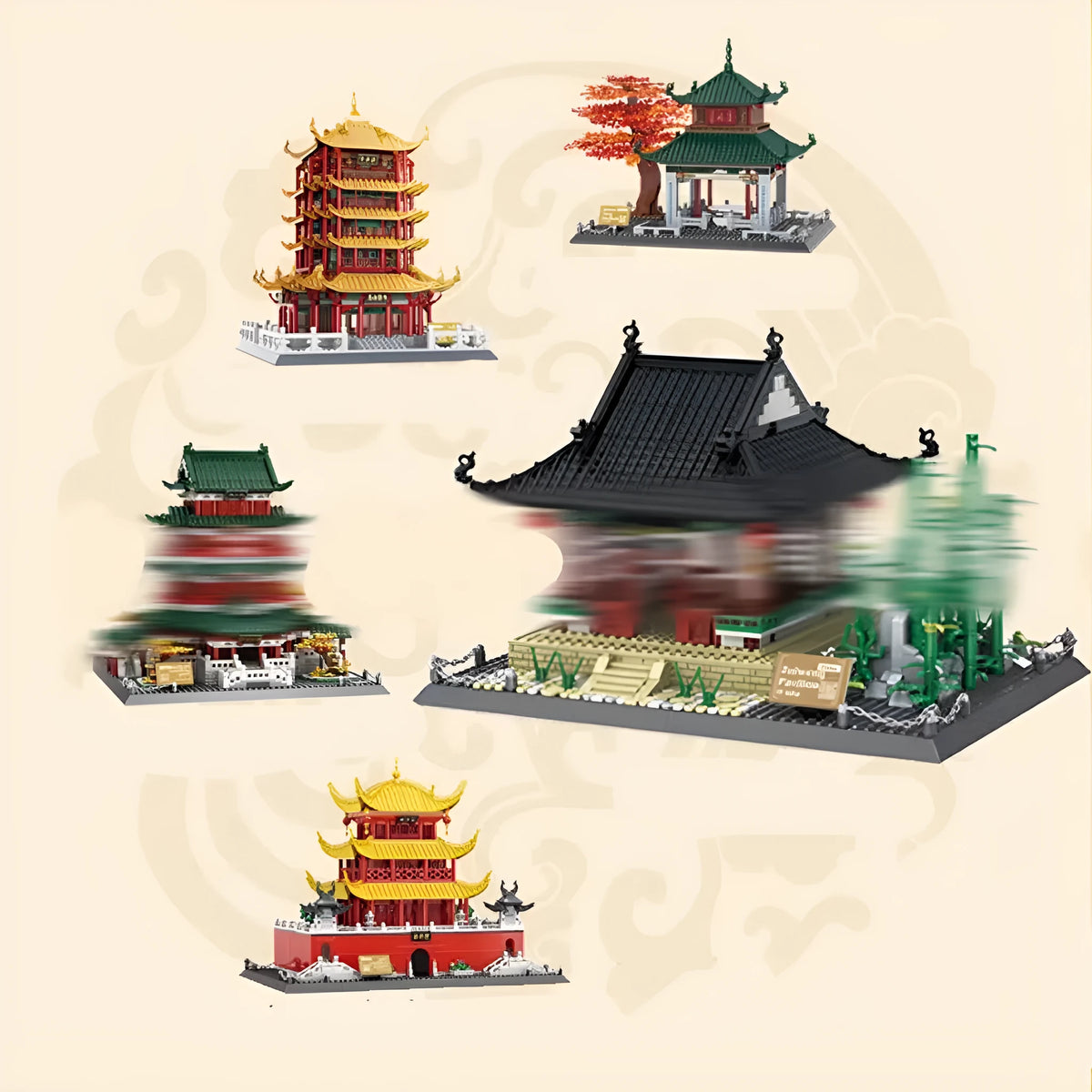 Wange small particle building blocks set with over 800 pieces for building global landmarks like the Eiffel Tower.