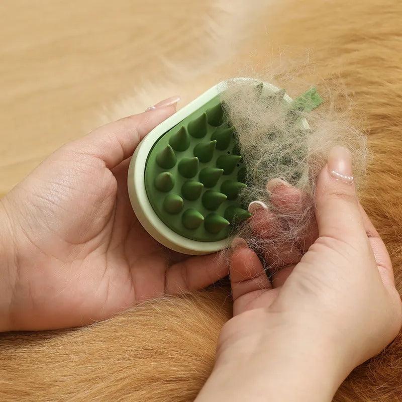 Silicone pet grooming brush for dogs with dual hair removal and bath massage functions in four colour options