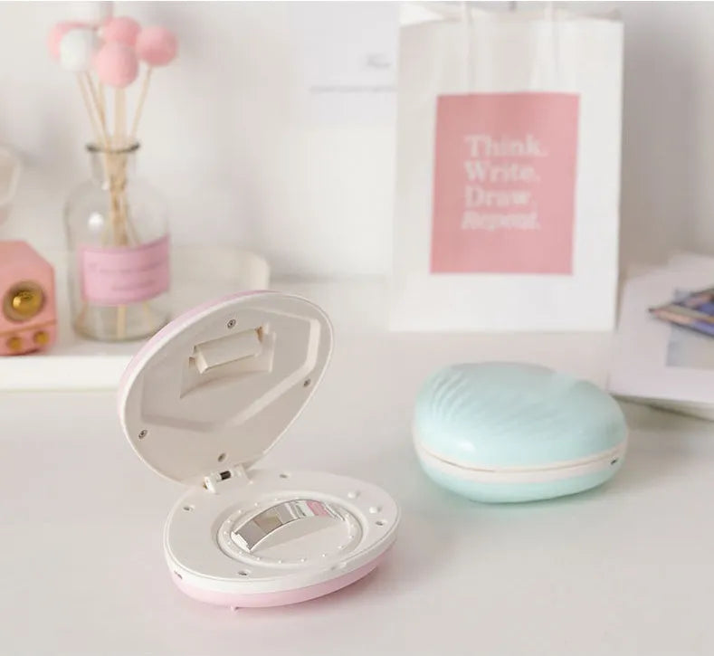 Shell rainbow projection light in ABS plastic, 130 x 118 x 54mm, USB 5V 1A, 1200mAh battery, Blue or Pink