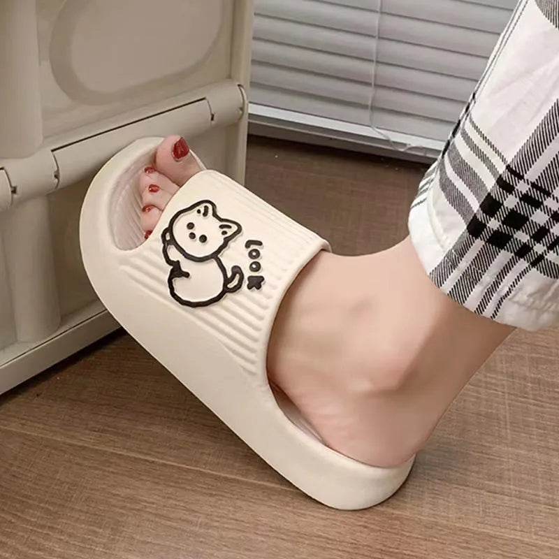 Women's EVA cat slippers with non-slip sole in multiple colours on a white background.