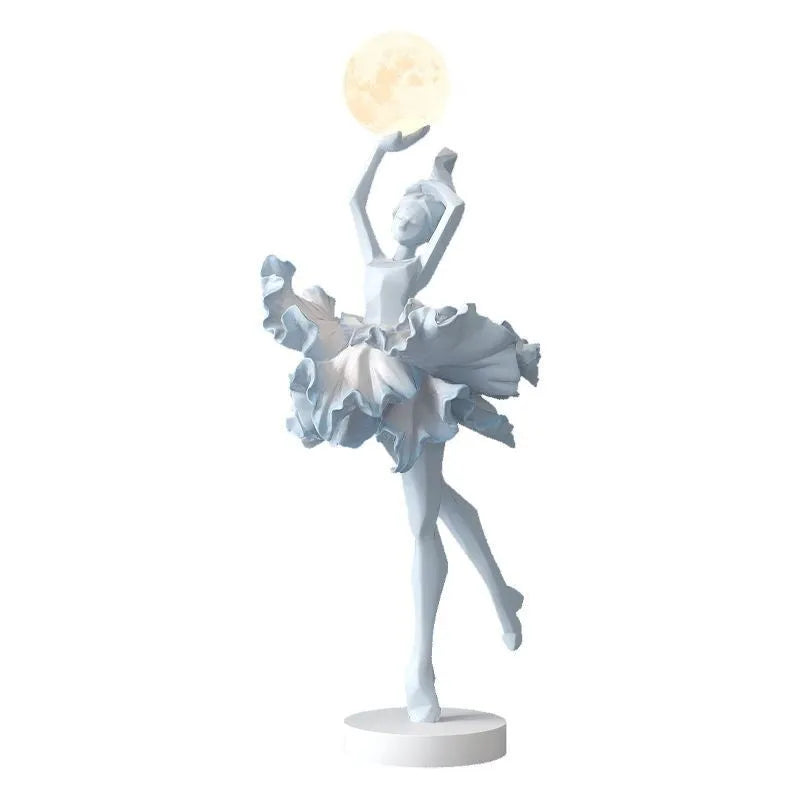 Art Girl Atmosphere small USB night lamp in resin, shown in one of four colours: Black Gold, White, Pink, or Light Blue.