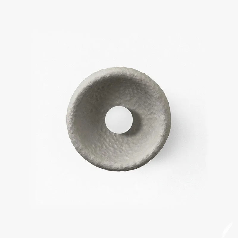 Japanese minimalist wall lamp with round resin shade in warm white light