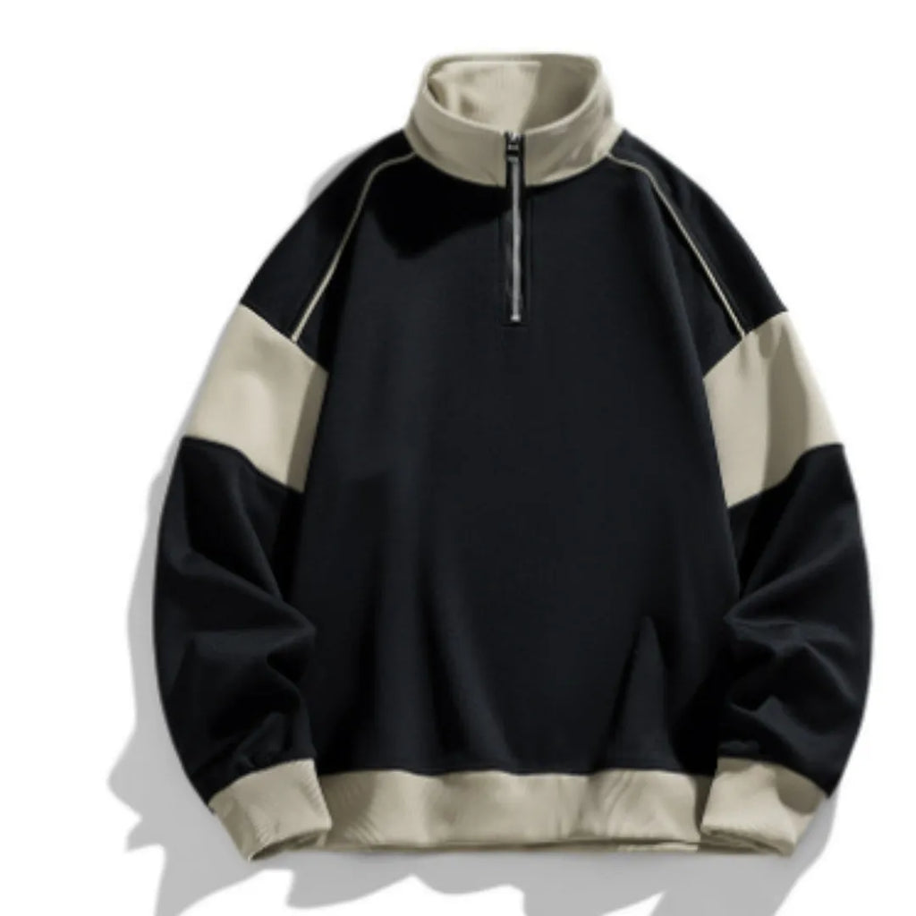 Men's hooded corduroy sweater with drop shoulders and loose lapels in rabbit fur fabric