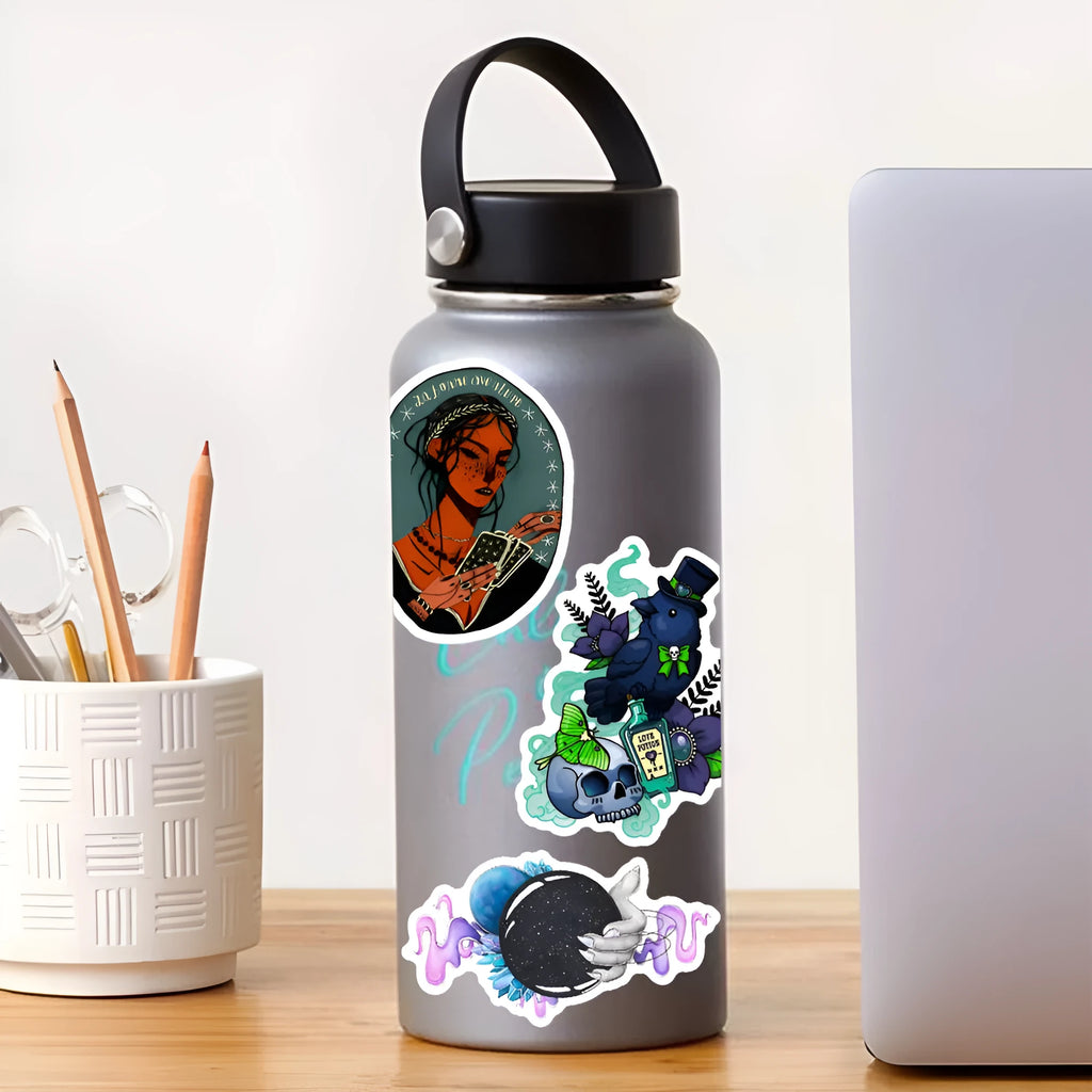 PVC waterproof glossy stickers for laptops and skateboards, 3-8cm size, pack of 50 sheets