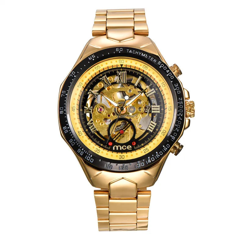 MCE men's explosion proof mechanical watch with stainless steel case and sapphire crystal dial