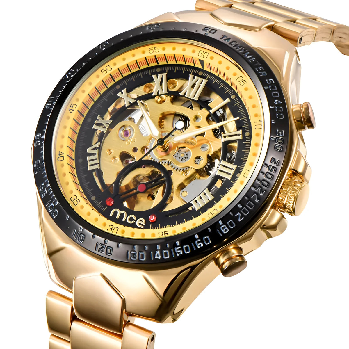 MCE men's explosion proof mechanical watch with stainless steel case and sapphire crystal dial