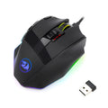 Black Redragon M801P dual mode wireless and wired gaming mouse with multiple buttons.