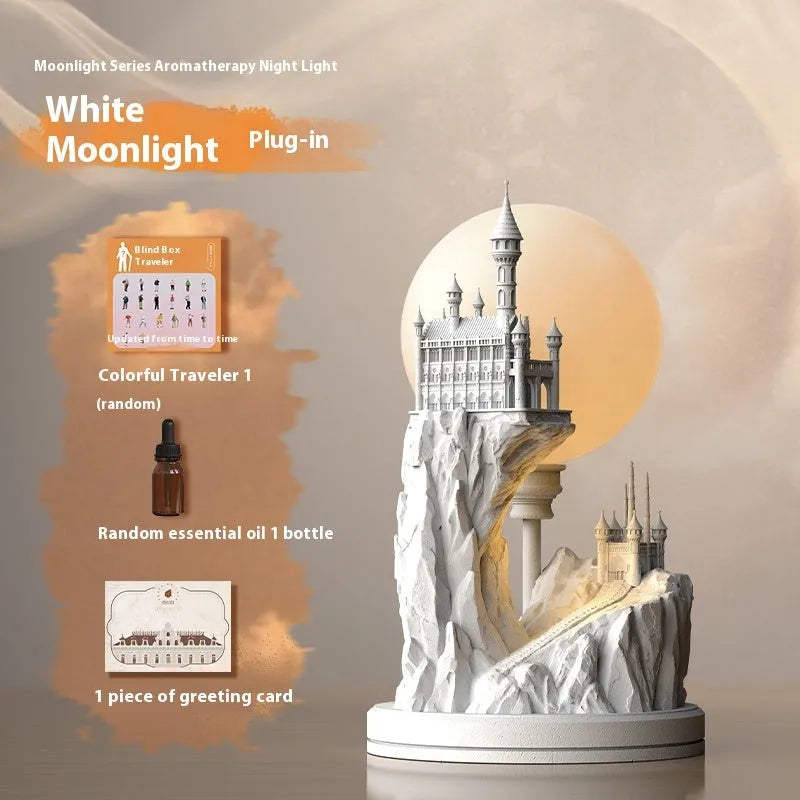 White composite gypsum table lamp with wire control switch on bedside table