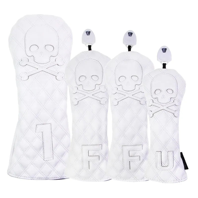 Black and white golf wooden pole waterproof protective cover shown on golf equipment