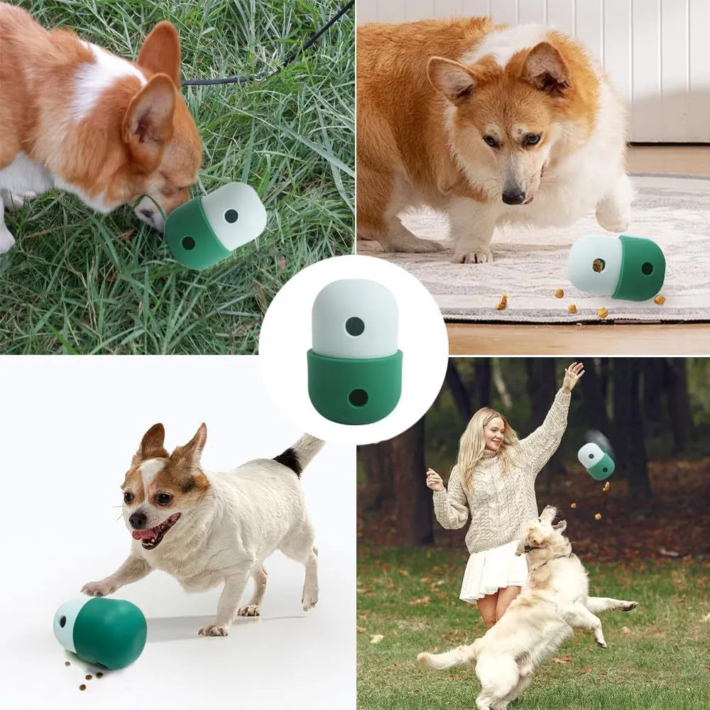 Food grade silicone dog treat puzzle toy for small medium dogs in four colour combinations
