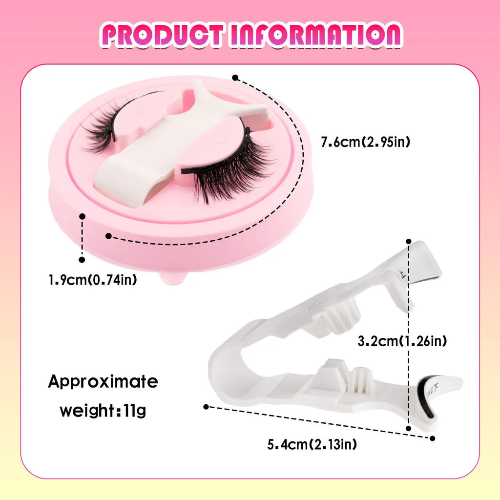 Set of reusable waterproof glue-free false eyelashes in artificial fibre, showing natural thick style.