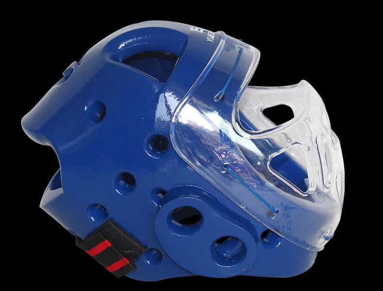 Karate helmet protective headgear for boxing training in blue, red or white colour options