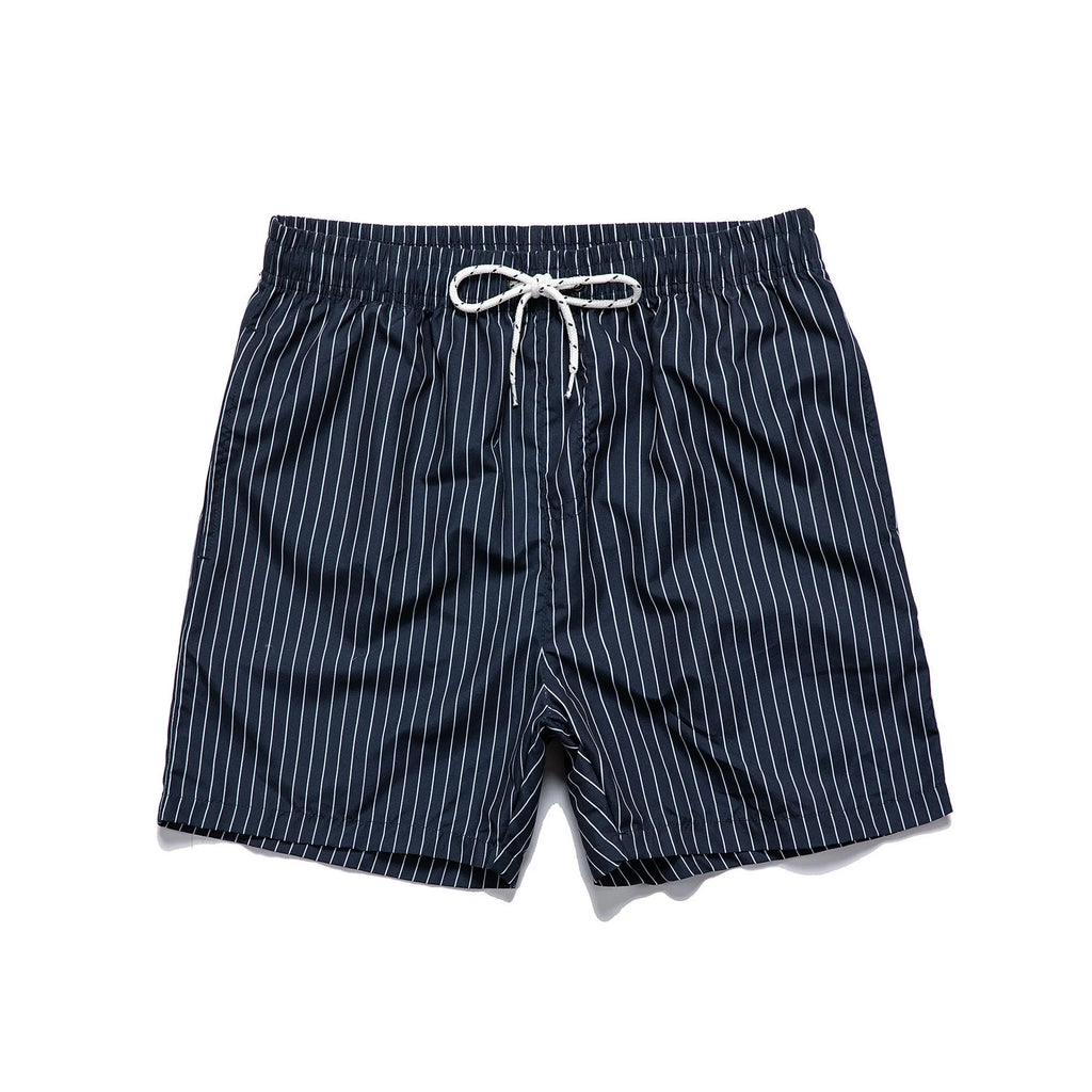 Polyester striped beach shorts with triangle lining pattern in multiple colours