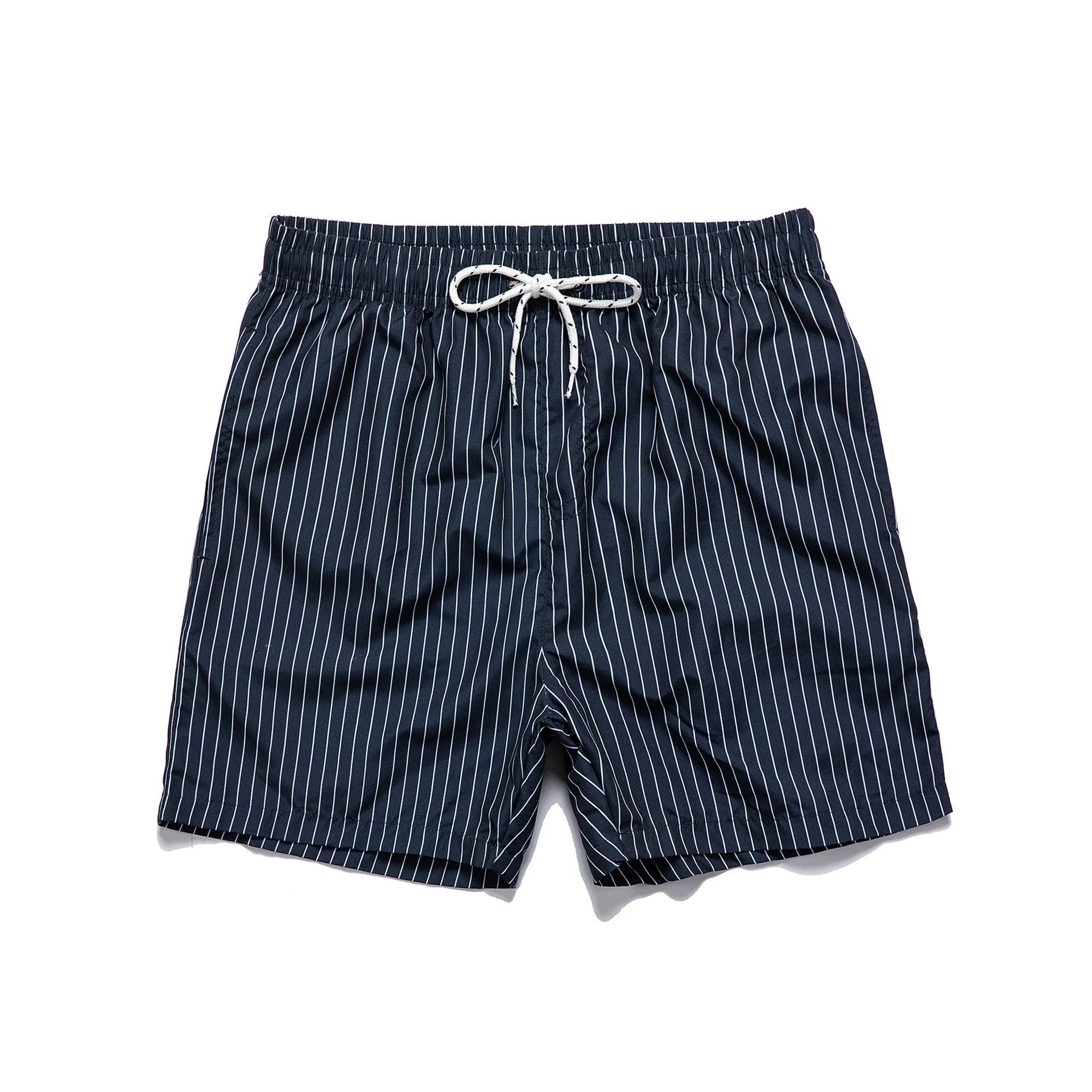 Polyester striped beach shorts with triangle lining pattern in multiple colours