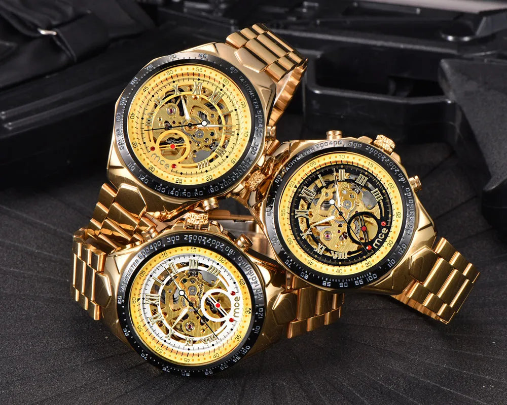 MCE men's explosion proof mechanical watch with stainless steel case and sapphire crystal dial