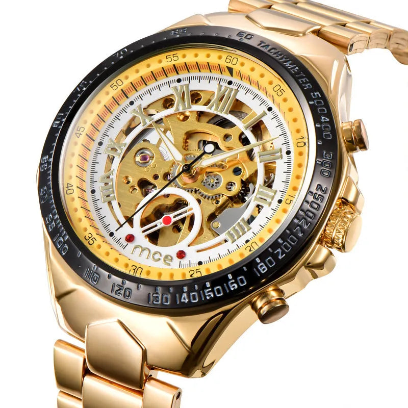 MCE men's explosion proof mechanical watch with stainless steel case and sapphire crystal dial