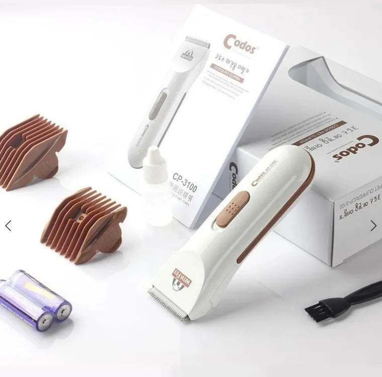 White electric pet hair clipper with ceramic blade for dogs and cats