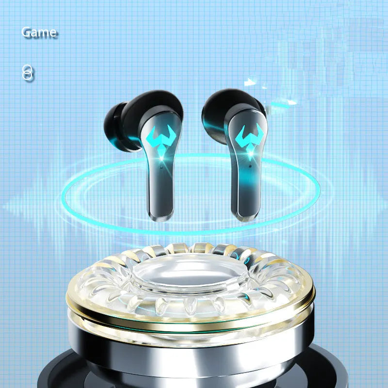 Black wireless Bluetooth sports earbuds with in-ear design and 10 metre transmission range