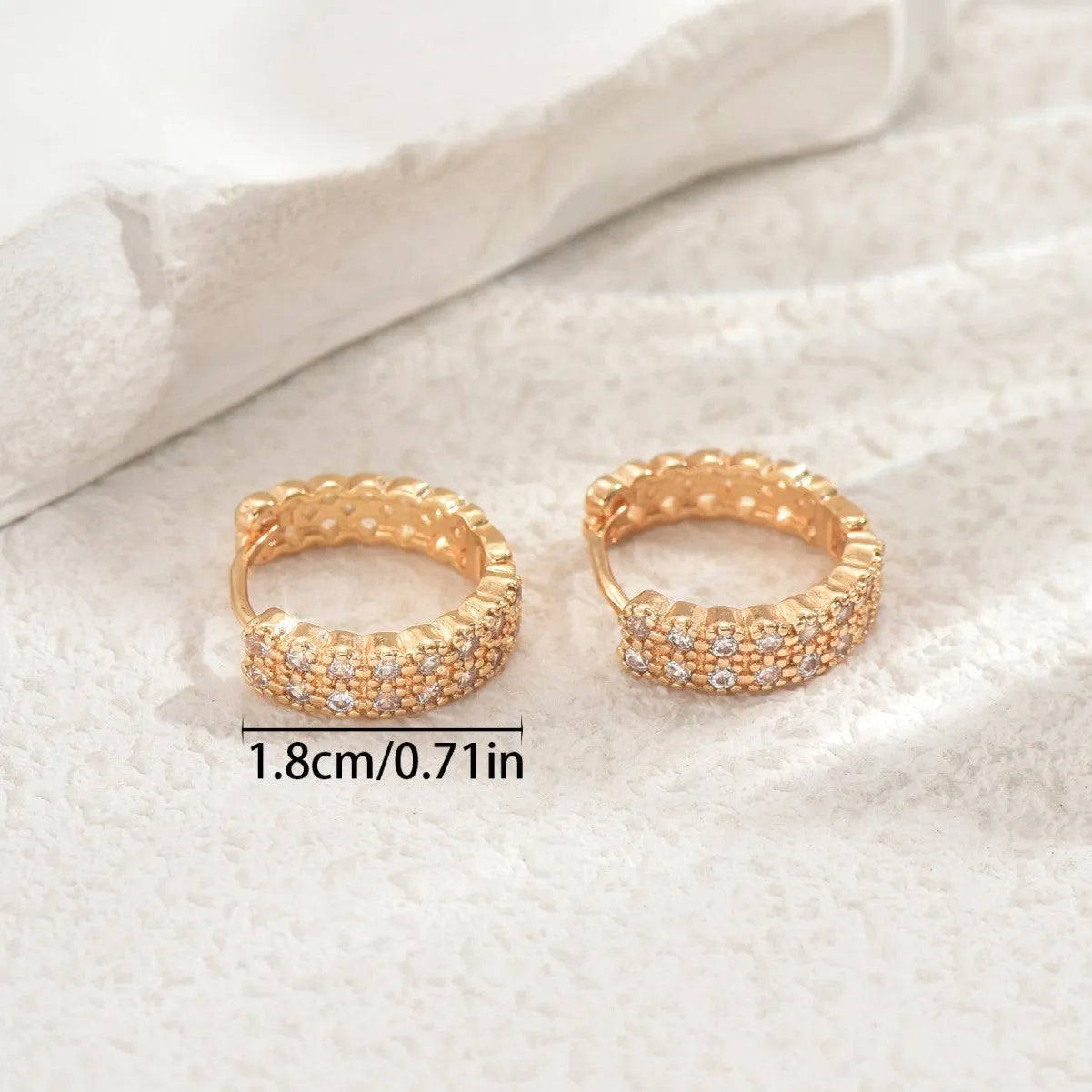 Geometric pattern copper ear studs with dot and ring design elements
