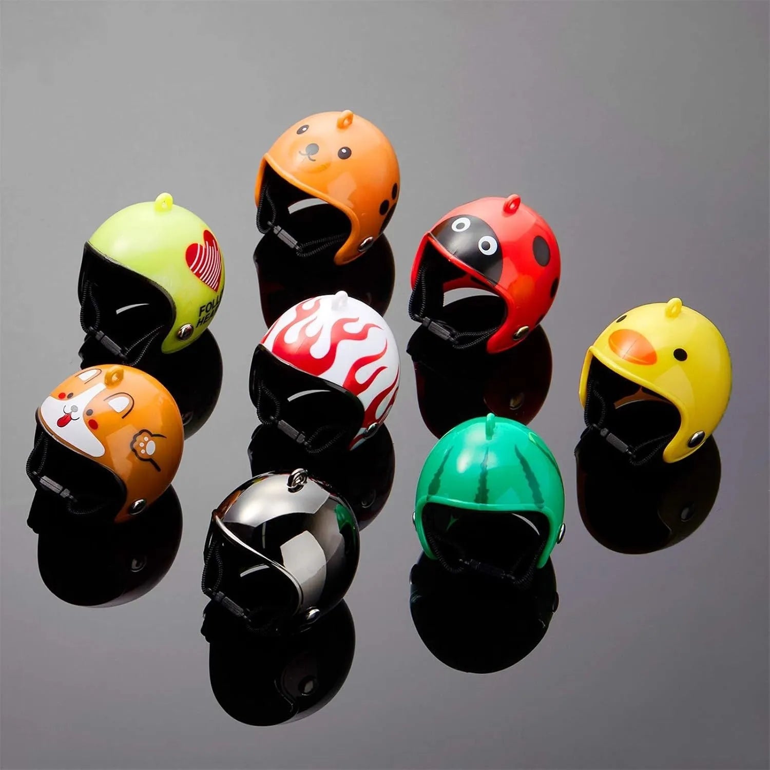 Small pet helmet for chickens and birds with adjustable elastic bands and sponge lining