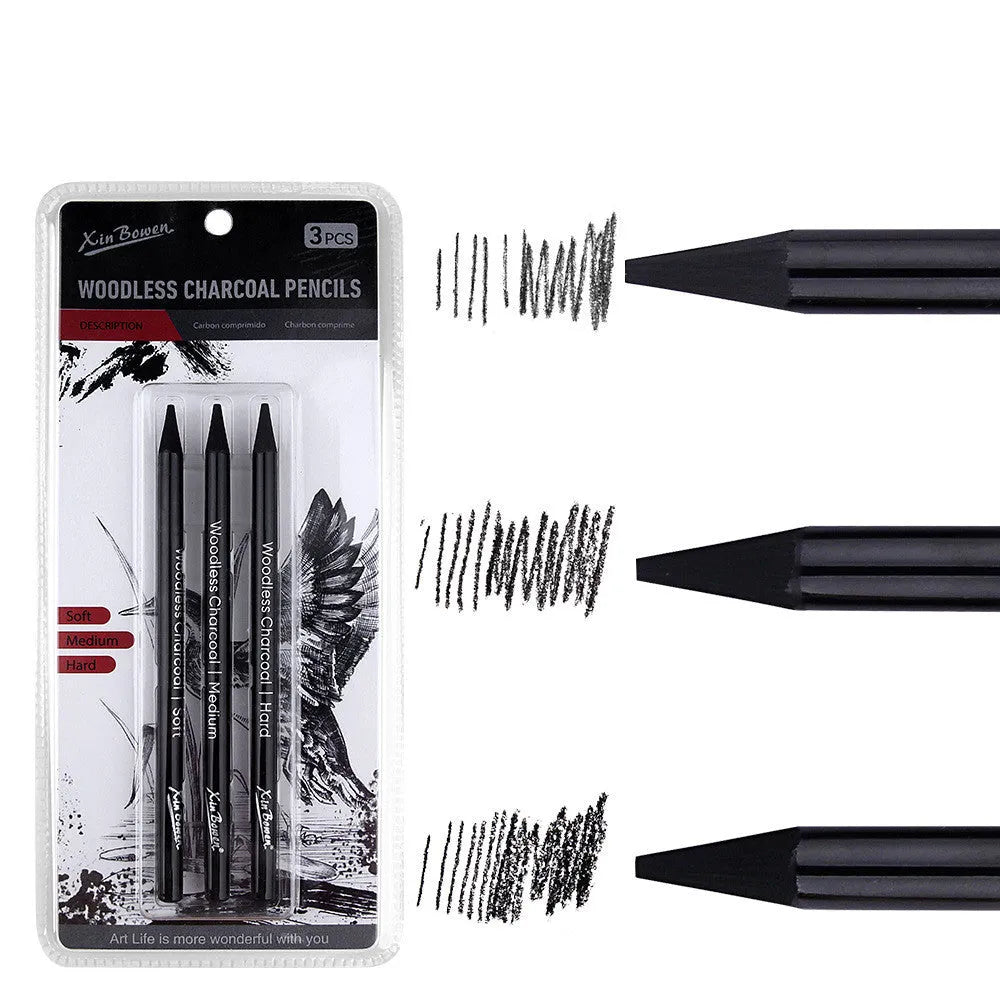 Wood-free graphite sketching pencil set with six different grades HB 2B 4B 6B 8B EE