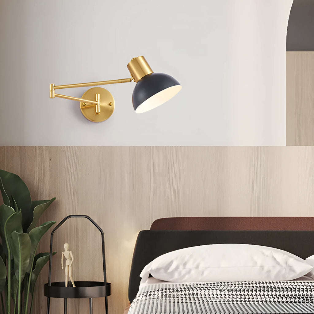 Modern minimalist double-section rocker arm wall lamp with E27 socket and 150mm body for bedroom lighting