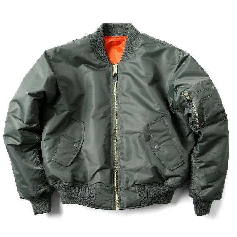 Men's American workwear pilot jacket in army green with cotton padding and loose fit