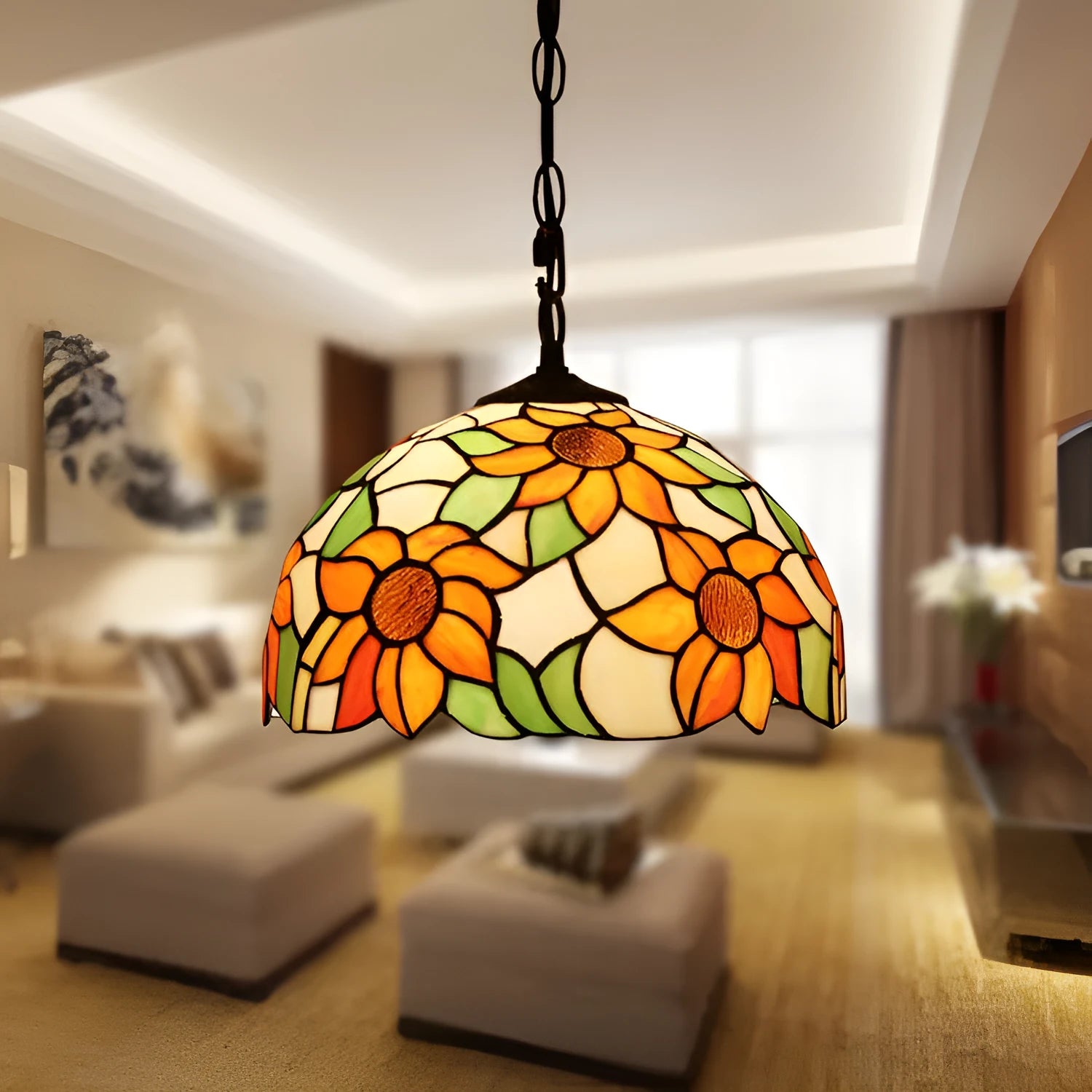 European retro Baroque style chandelier with coloured glaze finish and abstract design.