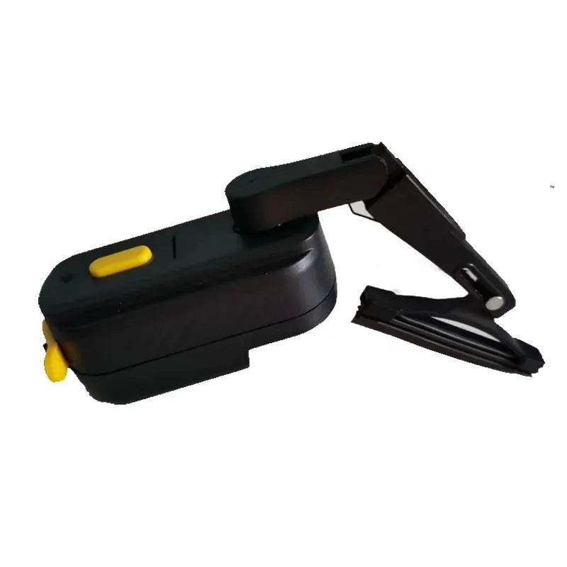 Black plastic helmet wiper motor with a 65mm blade for motorcycle visors and goggles.