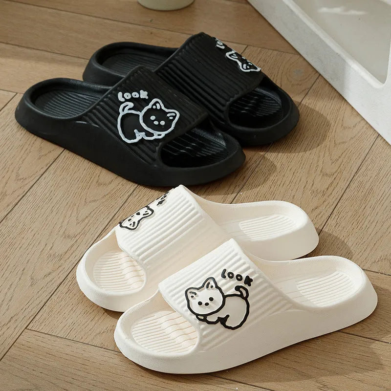 Women's EVA cat slippers with non-slip sole in multiple colours on a white background.