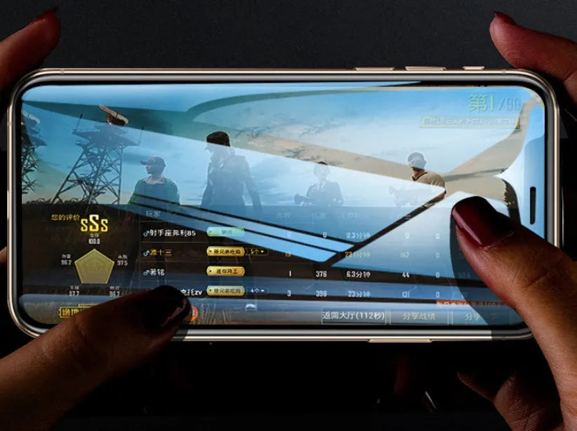 Samsung Galaxy full-screen tempered glass screen protector showing anti-fingerprint coating