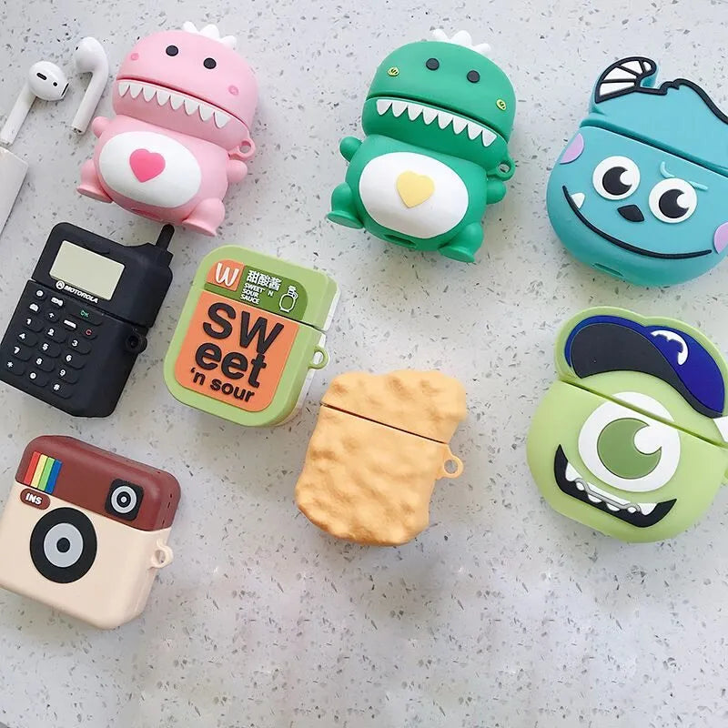 Cartoon animal design silicone case for Apple AirPods charging case in multiple colours