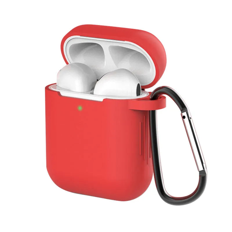 Liquid silicone clamshell-style protective cover for Apple AirPods 1 and 2 charging case in multiple colours.