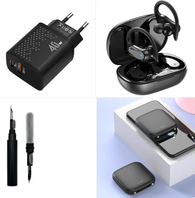 Compact black power bank with 20000mAh capacity and a small LED flashlight on the side.