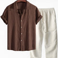 Men's loose fit milk silk summer suit with short sleeve shirt and trousers