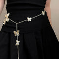 Gold butterfly waist chain with retro design, 104cm length and 40cm width alloy jewellery
