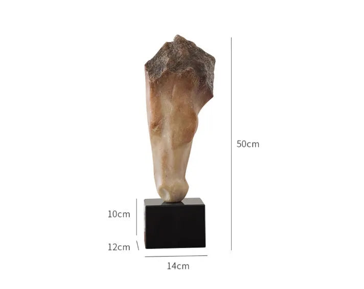 French retro abstract horse head sculpture with carved finish standing 50cm tall on a desktop