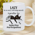 White 11oz ceramic mug with a custom thermal transfer picture design on its surface.