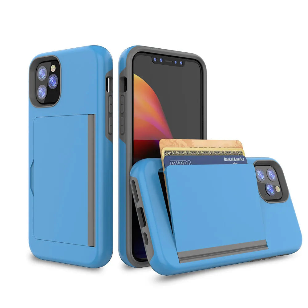 A solid-colour mobile phone case for Apple iPhone 11 series, shown in multiple colour options.