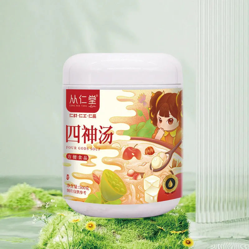 Box of children's herbal spleen and stomach tea with twelve 100ml bags of lotus seed, poria, and yam decoction.
