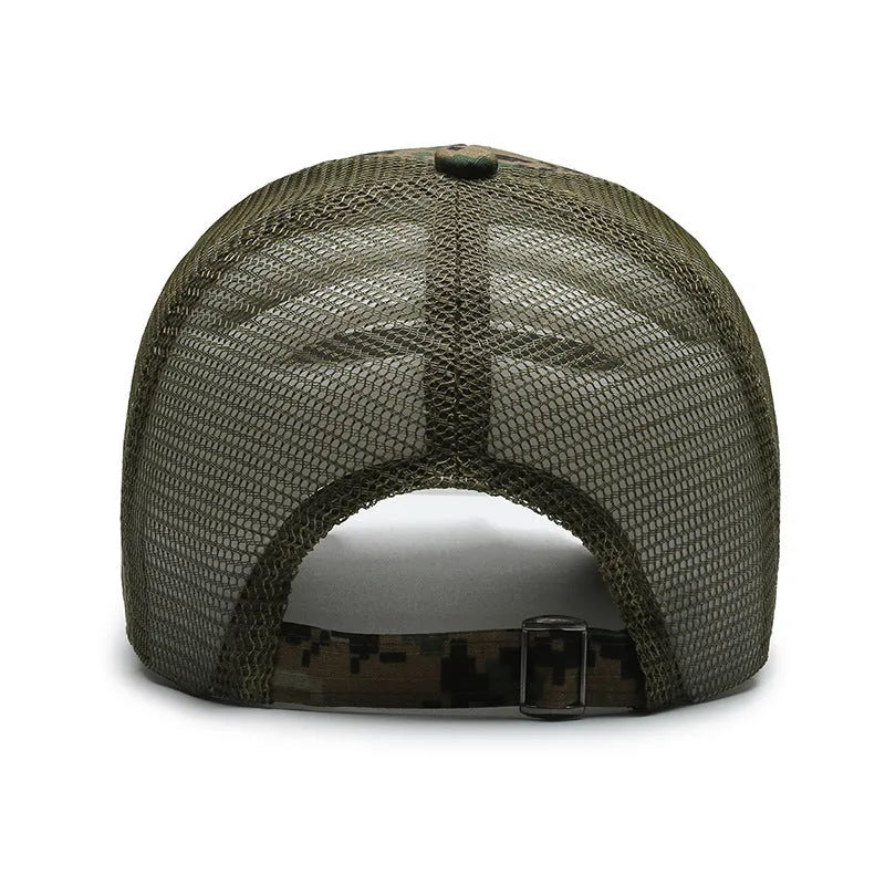 Adjustable Velcro outdoor baseball hat in tactical camouflage pattern with dome crown
