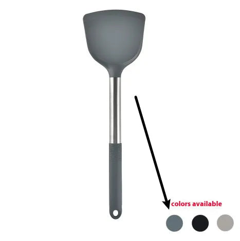 12-piece silicone kitchenware set with rotating storage bucket in black, including spatula, spoons and cooking utensils