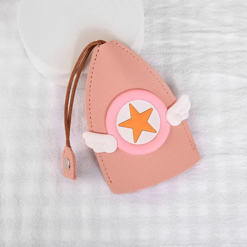 Colourful cartoon pull-out key case made from PU leather measuring approximately 14cm by 7.5cm