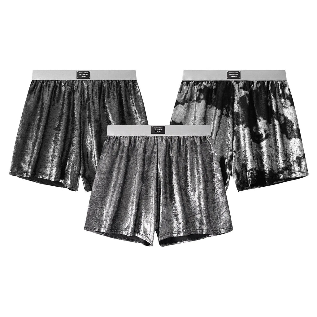 Men's reflective silver woven underwear with loose fit for sports activities