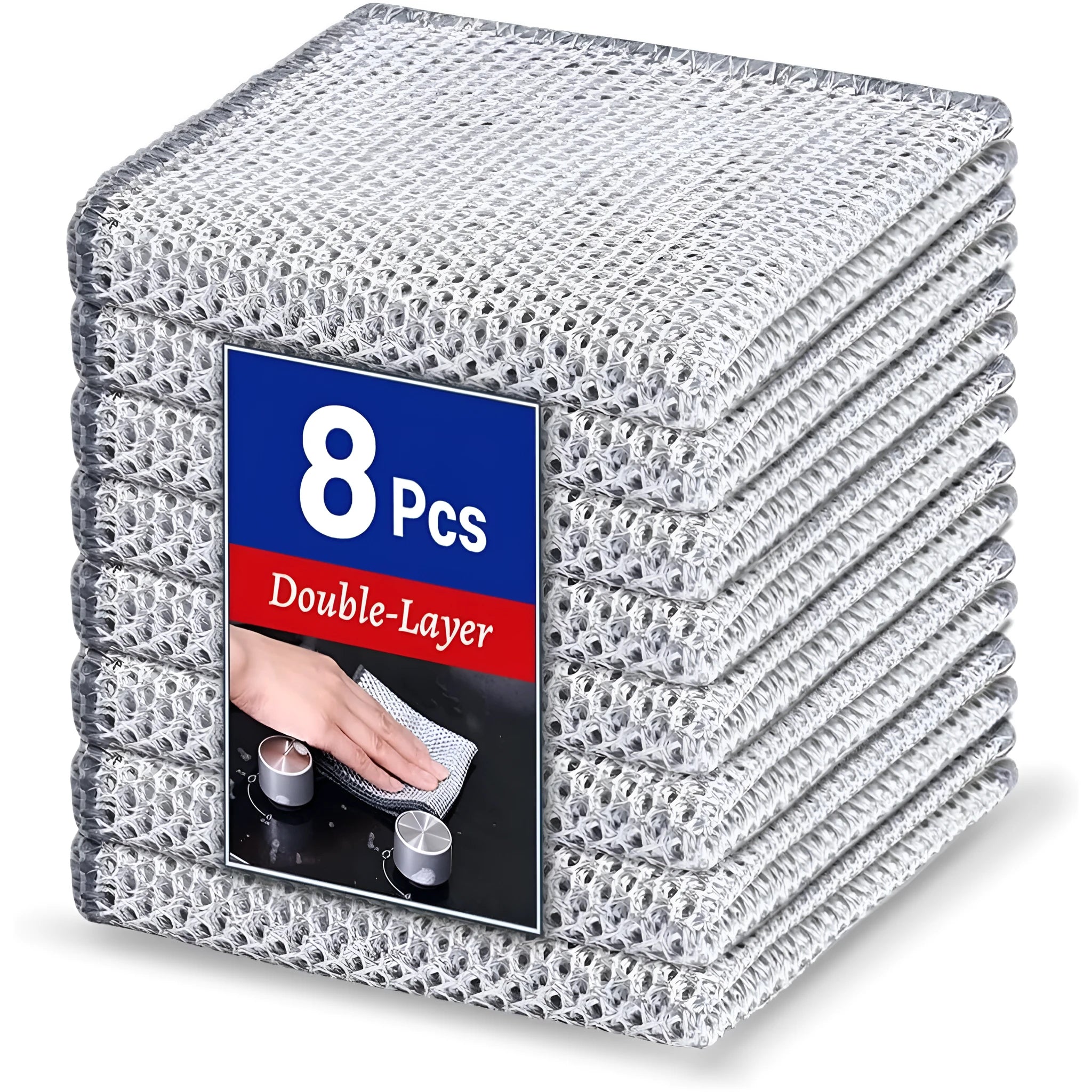 Double-sided silver wire cleaning rag for pots and bowls in 20x20cm size