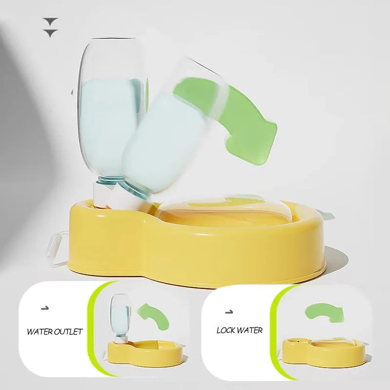 Green portable dog water bottle with retractable drinking bowl for travel and outdoor use.
