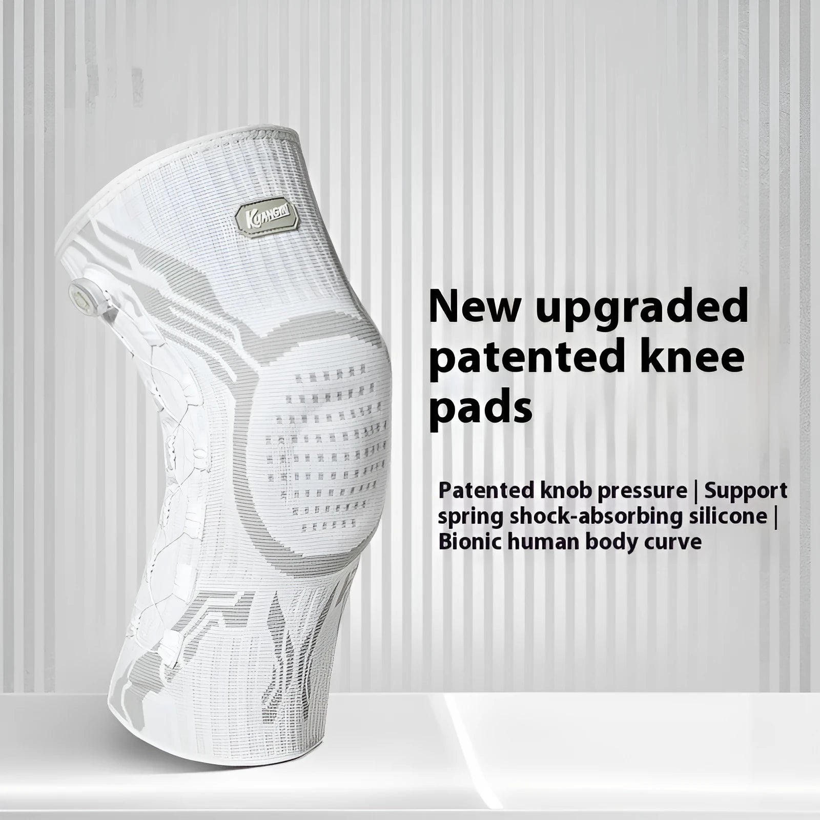 Grey-white left and right knee pads for sports protection in adult sizes M L XL